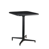 Square Shape Foldable Metal Dining Table with Pedestal Base and Cut Out Grid, Black