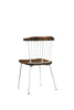 Wood and Metal Side Chairs with Slat Style Back, White and Brown, Set of Two