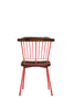 Wood and Metal Side Chairs with Slat Style Back, Red and Brown, Set of Two