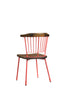 Wood and Metal Side Chairs with Slat Style Back, Red and Brown, Set of Two