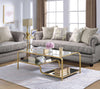 Metal Framed Mirror Coffee Table with Tiered Shelves, Gold and Mirror