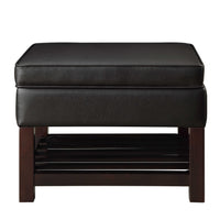 Leatherette Upholstered Wooden Cocktail Table with Lift Top Storage, Black and Brown