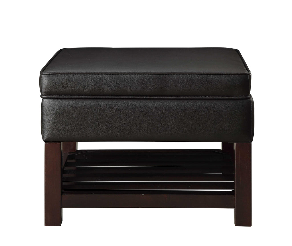 Leatherette Upholstered Wooden Cocktail Table with Lift Top Storage, Black and Brown