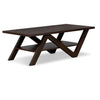 Contemporary Style Wooden Coffee Table with Open Bottom Shelf, Espresso Brown