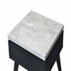 Wooden End Table with Faux Concrete Like Top and Tapered Legs Support, White and Black