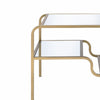 Metal Framed Mirror End Table with Tiered Shelves, Gold and Clear