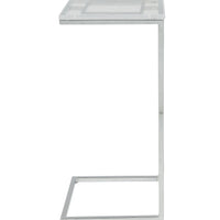 Acrylic Top Side Table Geometric C-Shaped Metal Base, Silver and Clear