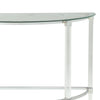 Acrylic and Metal Half Moon Sofa Table with Glass Top, Silver and Clear