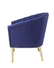 Metal and Fabric Accent Chair with Channel Tufting, Blue and Gold