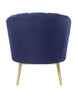 Metal and Fabric Accent Chair with Channel Tufting, Blue and Gold