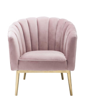 Metal and Fabric Accent Chair with Channel Tufting, Pink and Gold