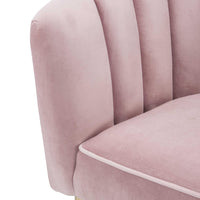 Metal and Fabric Accent Chair with Channel Tufting, Pink and Gold