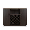 Contemporary Style Wooden Server with Two Side Door Storage Cabinets, Espresso Brown