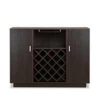 Contemporary Style Wooden Server with Two Side Door Storage Cabinets, Espresso Brown