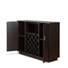 Contemporary Style Wooden Server with Two Side Door Storage Cabinets, Espresso Brown