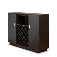 Contemporary Style Wooden Server with Two Side Door Storage Cabinets, Espresso Brown