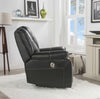 Faux Leather Upholstered Metal Power Reclining Chair with Pillow Top Arms, Black