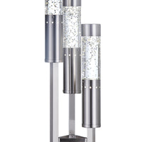 Contemporary Metal Table Lamp with Three LED Glass Tubes, Silver