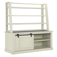 Wooden Desk Hutch with Three Shelves and Angled Legs, Tall, White