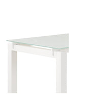 Metal L Shape Desk with Frosted Glass Top and Block Legs, White