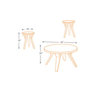 Retro Style Round Wooden Table Set with Angular Leg Support, Set of Three, Brown and Black