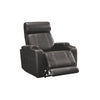 Leatherette Upholstered Metal Power Recliner with LED Lights and Cup Holders, Black