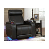 Leatherette Upholstered Metal Power Recliner with LED Lights and Cup Holders, Black