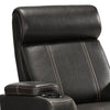 Leatherette Upholstered Metal Power Recliner with LED Lights and Cup Holders, Black