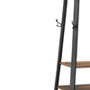 Metal Framed Ladder Style Coat Rack with Three Wooden Shelves, Brown and Black