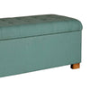 Polyester Upholstery Bench With Button Tufted Hinged Lid Storage And Wood Feet, Large, Teal