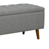 Tufted Storage Bench With Button Tufted Top, Hinged Seat Storage And Splayed Wood Feet, Light Gray