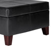 Leatherette Upholstered Wooden Ottoman With Hinged Storage, Black and Brown, Large