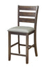 Wooden Pub Height Chair, Set of Two, Brown and Gray