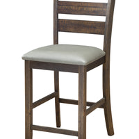 Wooden Pub Height Chair, Set of Two, Brown and Gray