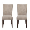 Fabric Upholstered Chair with Wooden Legs, Brown and Cream, Set of Two