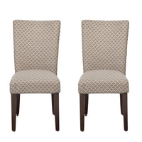 Fabric Upholstered Chair with Wooden Legs, Brown and Cream, Set of Two