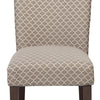 Fabric Upholstered Chair with Wooden Legs, Brown and Cream, Set of Two