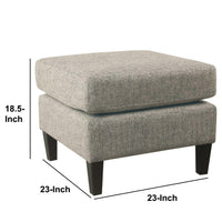 Upholstered Pillowtop Ottoman with Wooden Tapered Legs, Cream and Black