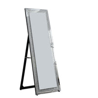 Wooden Framed Floor Mirror with Beveled Sides, Clear