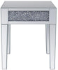 Wood and Mirror End Table with Faux Crystals Inlay, Clear