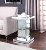 Wood and Mirror End Table with Faux Crystal Inlays, Clear