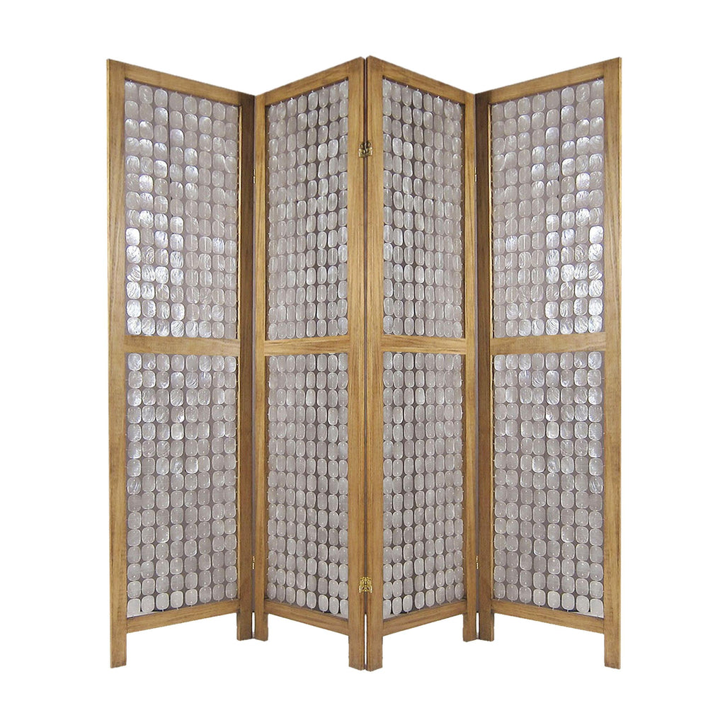 84" X 1.5" X 84" Handcrafted Clear Capiz Shell Screen