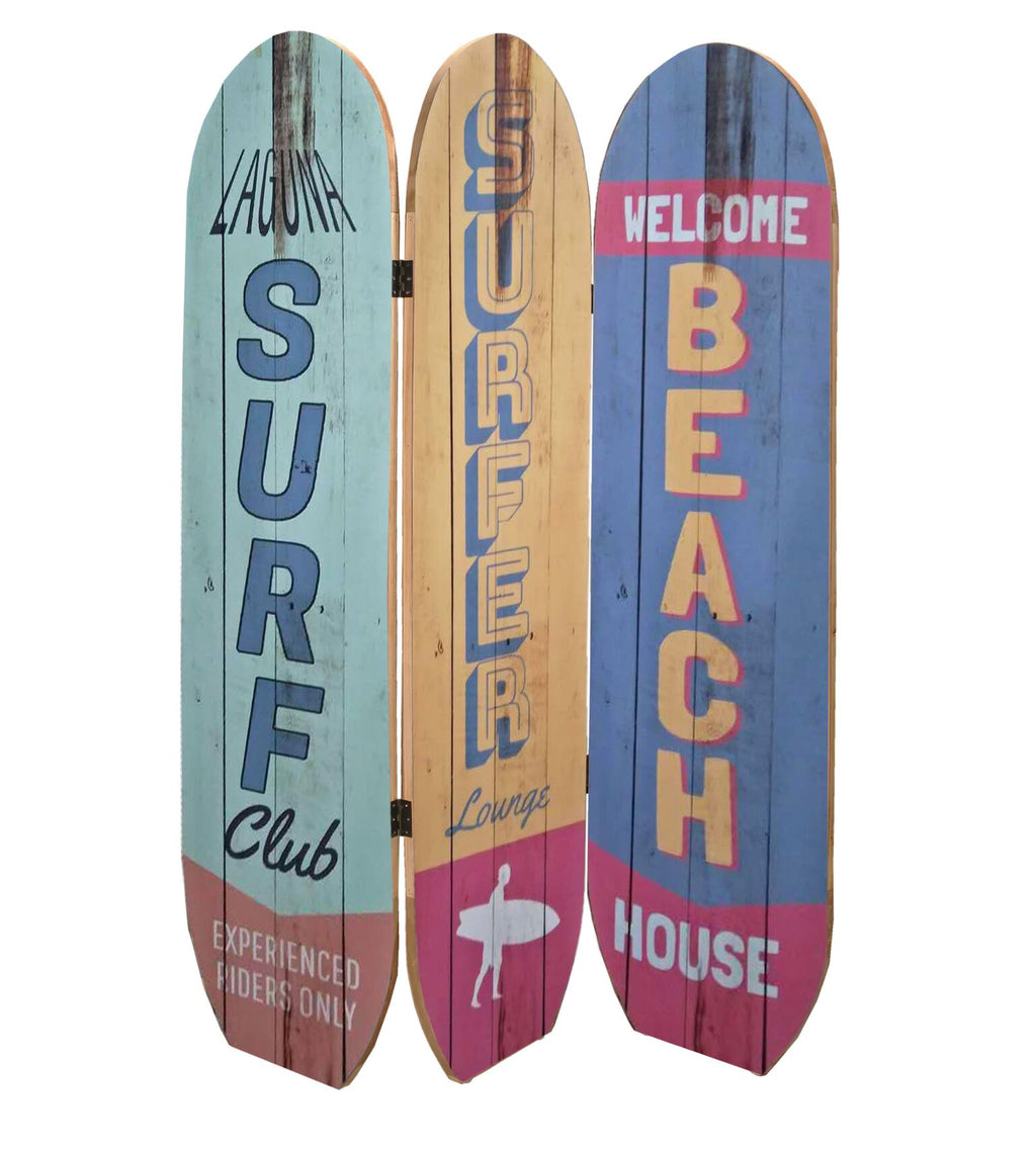 47" X 1" X 71" Coastal Multicolor Wood Surfboard Screen