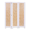 47" X 1.5" X 67" 3 Panel White Wood Wicker Screen