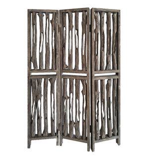 53" X 3" X 71" Weathered Brown Wood Wrightwood Screen