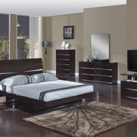 80'' X 60''  X 42.5'' 4pc Queen Modern Wenge High Gloss Bedroom Set