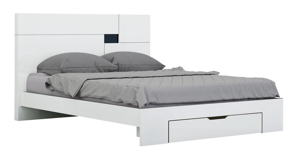 79'' X 80''  X 43'' 4pc Eastern King Modern White High Gloss Bedroom Set