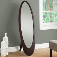 59" Contemporary Oval Cappuccino MDF Frame Mirror