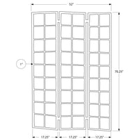 70.25" White Solid Wood Frame with Fabric Inlays 3 Panels Folding Screen