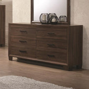 Six Drawer Dresser, Medium Warm Brown.